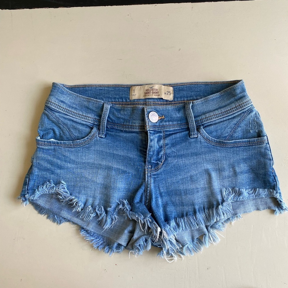 Hollister low rise vintage y2k 2000’s Light Blue Jean mini Shorts cut off - Picture 4 of 7